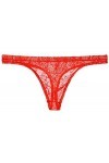 Yomie Culotte Ultra-Fine pour Hommes en Dentelle Transparente Douce Sexy String,L,Rouge