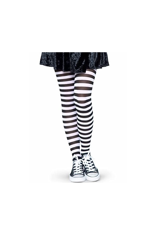 Leg Avenue - Wide Stripe Opaque Tights, Taille Unique Noir Blanc 