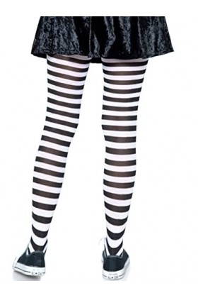 Leg Avenue - Wide Stripe Opaque Tights, Taille Unique Noir Blanc 