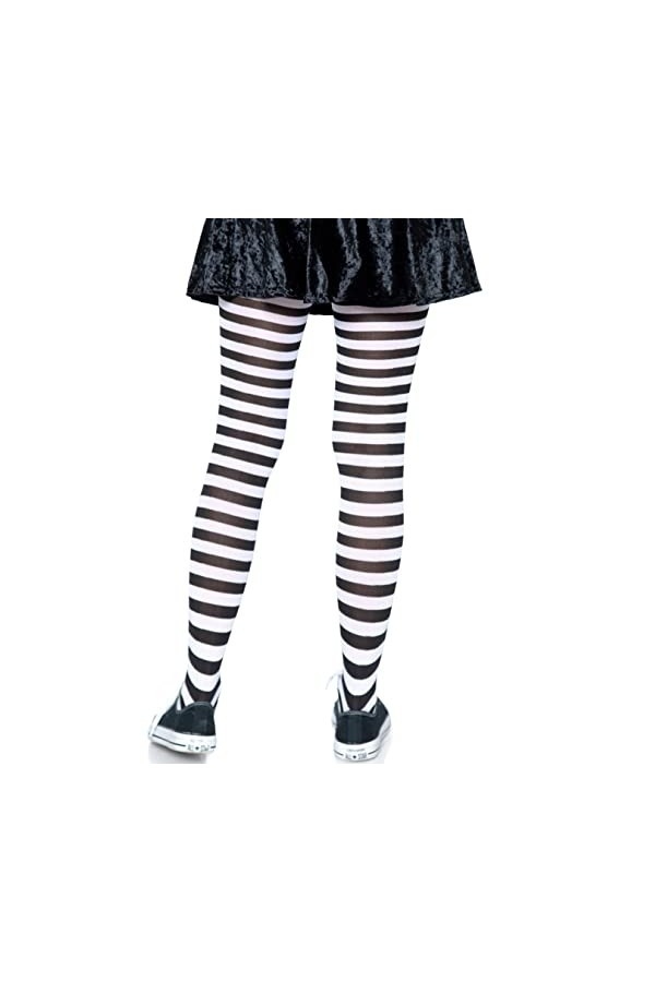 Leg Avenue - Wide Stripe Opaque Tights, Taille Unique Noir Blanc 