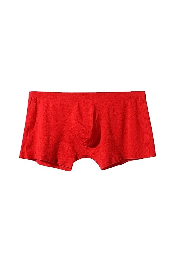 Yorggvel Sous-vêtements pour homme - Boxer sexy - Sans coutures - En soie glacée - Pour homme - Taille basse, rouge, M