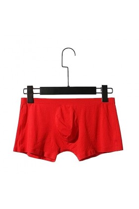 Yorggvel Sous-vêtements pour homme - Boxer sexy - Sans coutures - En soie glacée - Pour homme - Taille basse, rouge, M