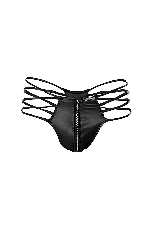 Générique String en Similicuir avec Fermeture éclair pour Hommes sous-vêtements Sexy en Cuir sous-vêtements Sexy Taille Basse