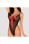 Lingerie sexy à pois noirs pour femme, Noir , S