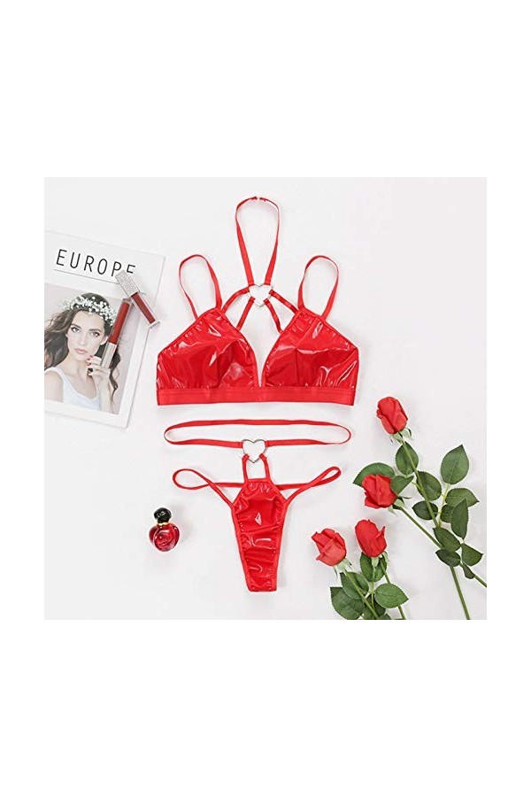 Générique Lingerie Femme Dentelle Sexy Ensemble - Soutien-Gorge Sexy et Culotte en Dentelle Tenue Sexy Sensuelle String Sexy 