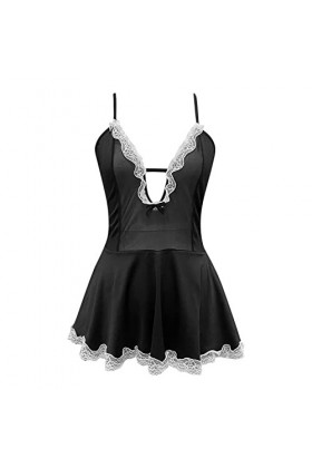 Vexiangni Ensemble de lingerie sexy pour homme et femme - Costume de lingerie française - Sexy Teddy - Dentelle - Costume Cos