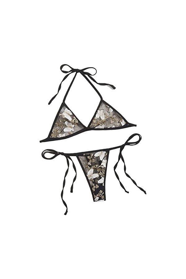 sous-vêtements érotiques Soutien-Gorge à Trois Points T Pantalon Trois Femmes brodées sous-vêtements Sexy Dentelle sous-vêtem