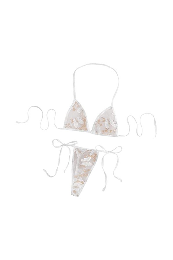 sous-vêtements érotiques Soutien-Gorge à Trois Points T Pantalon Trois Femmes brodées sous-vêtements Sexy Dentelle sous-vêtem