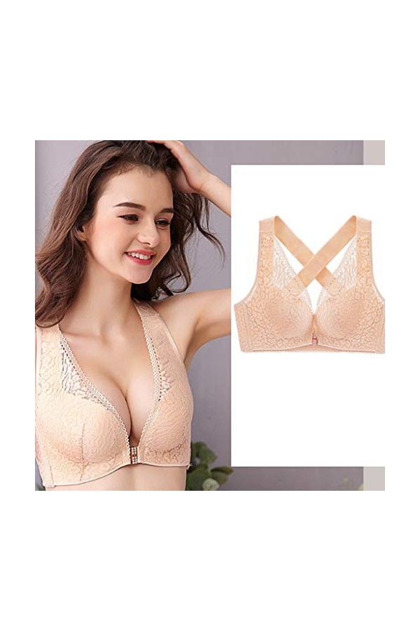 Ensemble Lingerie Robuste Soutien-Gorge de Levage de Posture Extra-élastique avec Fermeture à lavant pour Femmes Lingerie Se