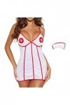 FehplohWomen Sexy infirmière Costume dos nu infirmière vêtements de nuit robe tentation Cosplay uniforme vêtements exotiques 