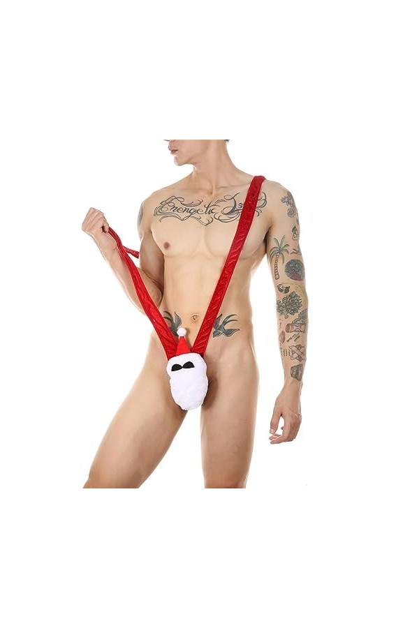 WEITING Body sexy pour homme Bonhomme de neige de Noël Cosplay Costume G-string en forme de V Vêtements-Bonhomme de neige-Tai