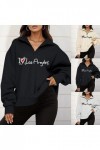Gefomuofe Sweat à capuche pour femme - En coton - Style décontracté - Hip Hop Streetwear - Fermeture éclair intégrale, b noir