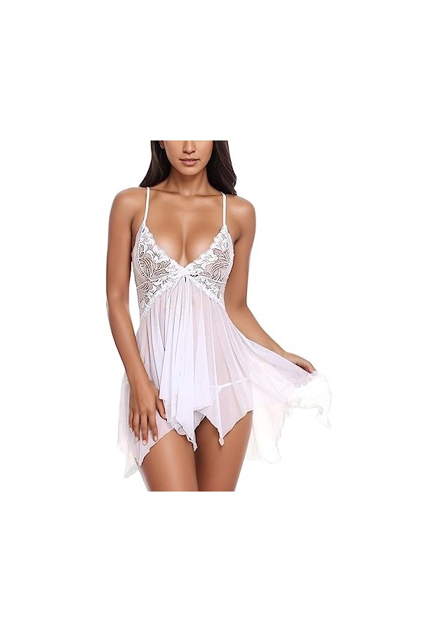 Tenue Sexy Femme Sexy Lingerie Babydoll Transparente Combinaison Resille Pute Sensuelle Lingerie Sexy Chic Hot Soie Tenu Sexy