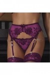 ROSVAY Femme Porte-Jarretelle Sexy Transparente avec 4 Pinces Réglables G-String Porte-Jarretelles Guêpière Dentelle Taille H