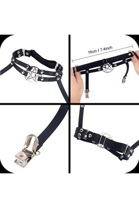 smtfcty Lot de 2 jarretelles réglables en forme détoile avec clips antidérapants pour femme et fille, Noir , taille unique