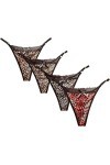 mini kitty 4 Pack Femme Strings en Dentelle Culottes sans Couture Strings et Tangas Sexy String Femme Lmprimé Léopard sous-vê