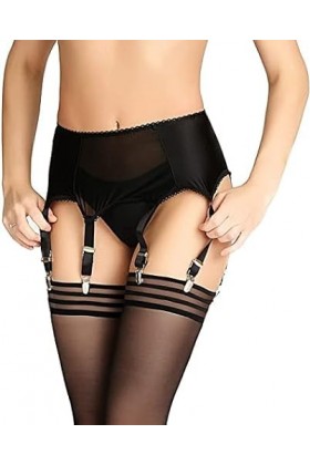 HOTSO Femme Porte-jarretelles Sexy Guepiere Porte Jartelle Sexy Ensemble Porte Jartelle Dentelle Grande Taille Haute Noir Bas