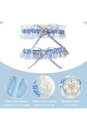 2 Pieces Jarretière de Mariée, Élastique Jarretière Mariée, Jarretière Mariage Bleu, Arretière De Mariage, Cadeau de Mariage 