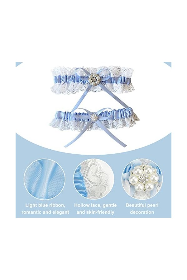 2 Pieces Jarretière de Mariée, Élastique Jarretière Mariée, Jarretière Mariage Bleu, Arretière De Mariage, Cadeau de Mariage 