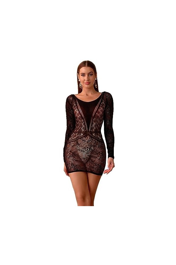 Bommi Fairy Mini robe sexy en dentelle pour femme, Noir , XS-XXL