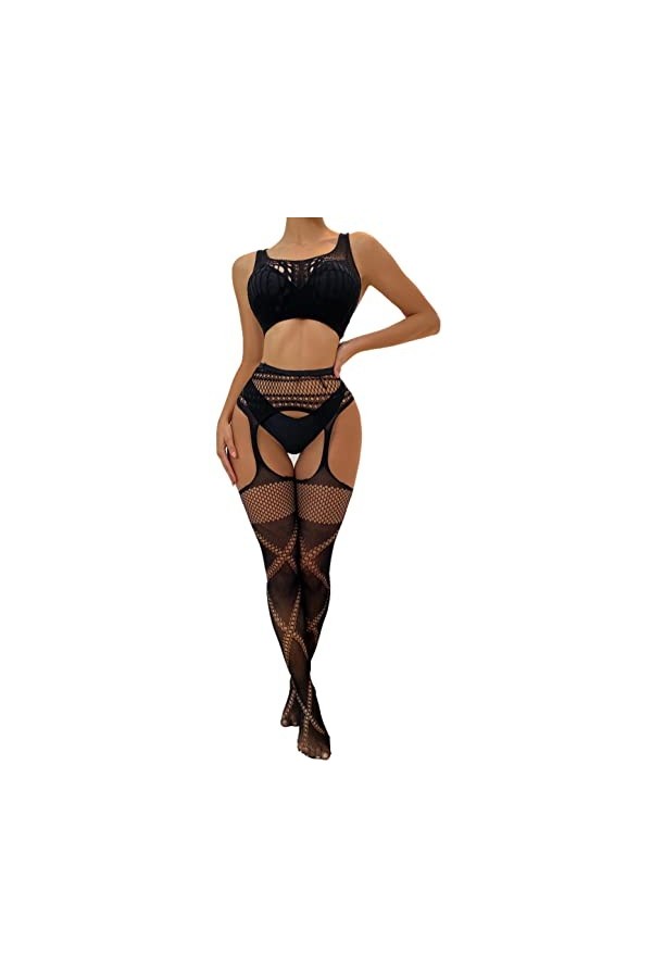 Bommi Fairy Ensemble de porte-jarretelles pour femme avec motif original et taille élastique, Noir , Taille Unique