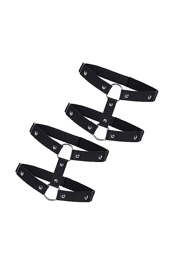 2 Pièces Jarretière en Cuir Jarretière Réglable Noire Double Couche Gothique Cuisse Jarretière Clip Antidérapant Halloween Ra