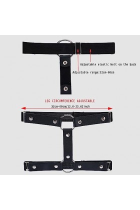 2 Pièces Jarretière en Cuir Jarretière Réglable Noire Double Couche Gothique Cuisse Jarretière Clip Antidérapant Halloween Ra