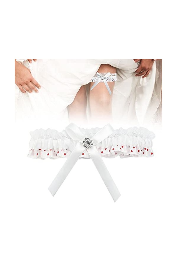 DURANTEY Jarretière de mariée Jarretière de mariée de mariage avec jarretière de dentelle à pois rouges Jarretières de mariag