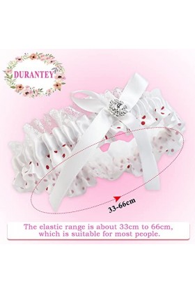 DURANTEY Jarretière de mariée Jarretière de mariée de mariage avec jarretière de dentelle à pois rouges Jarretières de mariag