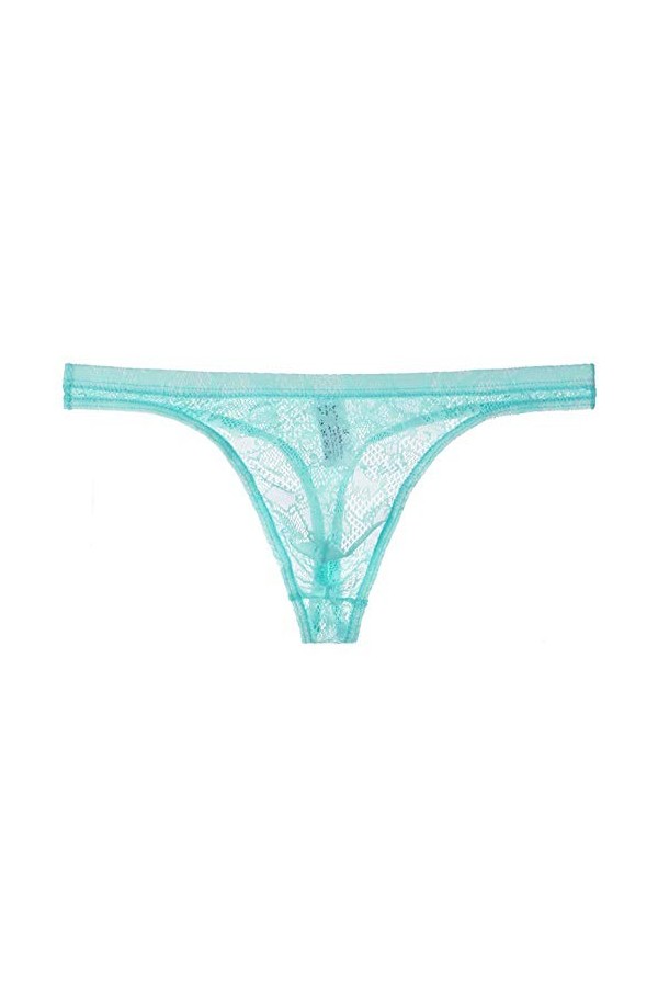 Yomie Culotte Ultra-Fine pour Hommes en Dentelle Transparente Douce Sexy String,XL,Light bleu