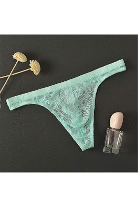 Yomie Culotte Ultra-Fine pour Hommes en Dentelle Transparente Douce Sexy String,XL,Light bleu