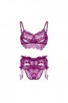 ZHIYU Sous-vêtements Mode Sexy Sous-vêtements Dentelle G-String Collants Pyjama Corset Body Femme, lilas, S