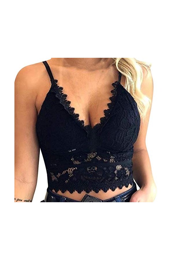 Corsages Femme Sexy Dentelle Femmes Grande Taille Débardeur Slim Lingerie Bretelles Spaghetti Cropped Yoga Dentelle Soutien-G