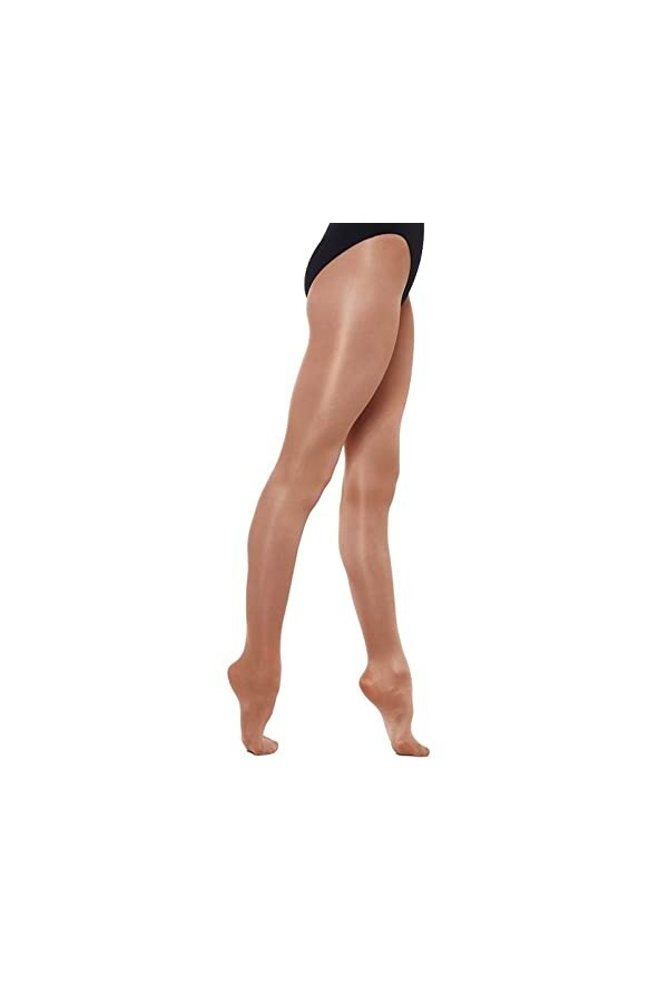 Silky aux Pieds Brillant Danse Collant - Clair Toast, XL