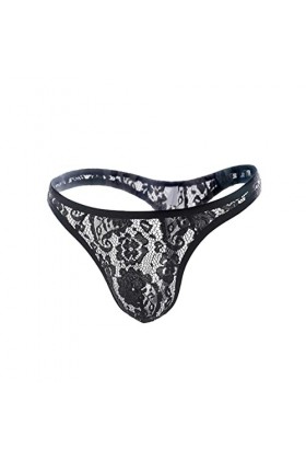 Hommes String Sexy sous-Vêtements Dentelle Transparente Populaire Lettre Taille Moyenne Jockstrap G String Culotte Poche Conv