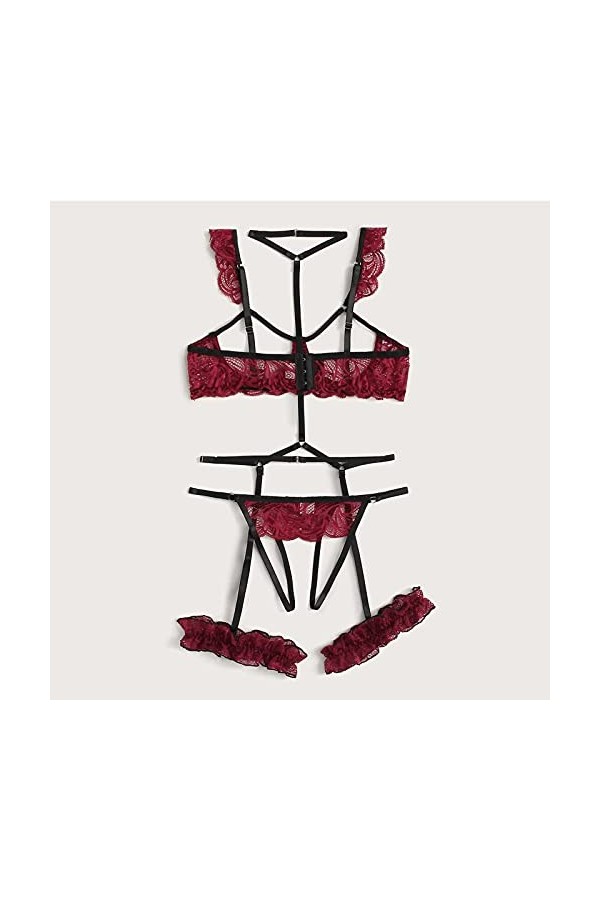 Zannycn Ensemble de lingerie sexy pour femme - Soutien-gorge et culotte - Ensemble licol - Lingerie érotique - Lingerie éroti