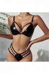 Briskorry Ensemble de lingerie sexy pour femme effet mouillé avec fermeture éclair en cuir verni avec string et fermeture Écl