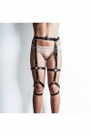 Ceinture Bondage Jarretière Strappy Leg Femme Sexy Jarretière Ceinture Rave Cuisse Jarretière Accessoire Camisole Latex Blac