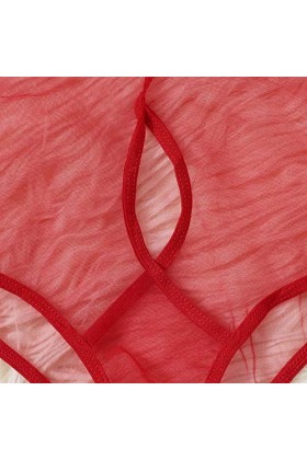 DUHGBNE Sous-vêtements sexy dentelle trois points sous-vêtements avec anneau en acier Cadeaux sexy Pour, rouge, S