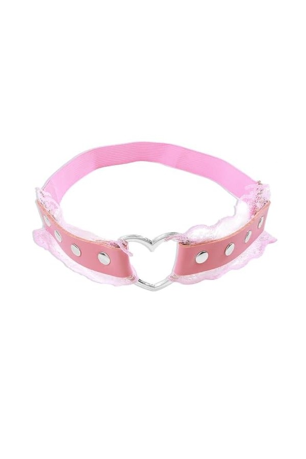 Greabuy Chaîne Cuisse en Cuir PU Ceinture Antidérapante Élastique avec Harnais en Dentelle Plissée Accessoires Jambe Boîte Nu