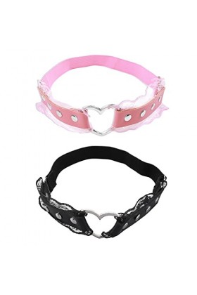 Greabuy Chaîne Cuisse en Cuir PU Ceinture Antidérapante Élastique avec Harnais en Dentelle Plissée Accessoires Jambe Boîte Nu