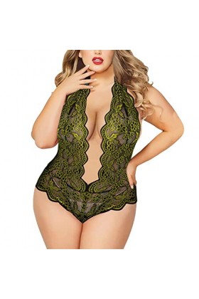 Fulidngzg Nuisette sexy pour femme - Body érotique - Sous-vêtement gainant - Nuisette ouverte - Lingerie transparente - Curvy