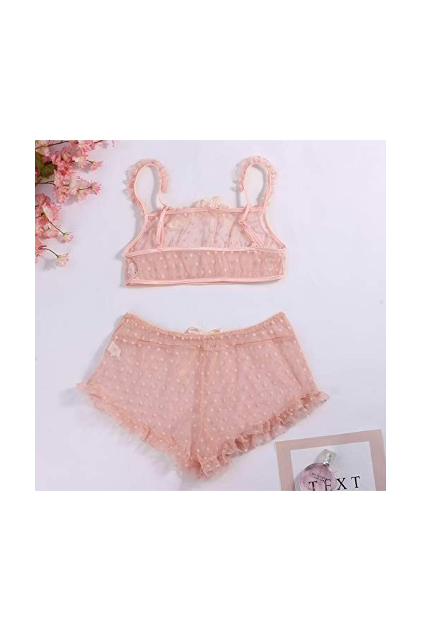 ZHIYU Sous-vêtement sexy en dentelle avec string Noir Taille M, Rose, L