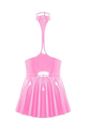 Yeahdor Body Sexy Femme Mini Robe Cuir Robe Moulante Courte Lingerie Latex Coquine Tenue Sexy Femme S-4XL Rose A 4XL