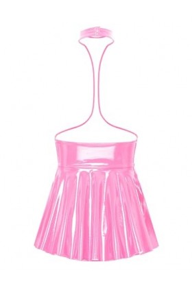 Yeahdor Body Sexy Femme Mini Robe Cuir Robe Moulante Courte Lingerie Latex Coquine Tenue Sexy Femme S-4XL Rose A 4XL