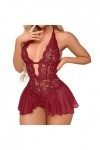 Fulidngzg Body sexy pour femme - Lingerie érotique - Grandes tailles - Nuisette - Dentelle ouverte - Lingerie sexy - Tenue en