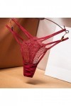 Briskorry Femmes String Sexy Sous-vêtements Femmes G-Strings Thongs Sous-vêtements Divers Dentelle Tanga Culotte, vin, taille