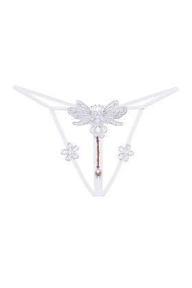 Briskorry Culotte brésilienne sexy pour femme avec dentelle - String en V - Culotte ouverte ouverte - Bikini sans couture - S