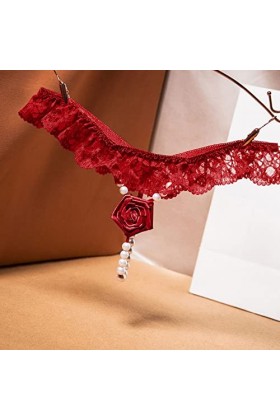 Briskorry String pour femme Sous-vêtements Tangas Culotte Dentelle Confortable Culotte Hipster Lingerie Sous-vêtements, vin, 