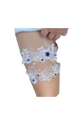 Flayem De mariée Jarretière Mariage Bleu perle Jarretières Dentelle Ceinture Élastiqué La cuisse Bague Jambe Accessoires pour